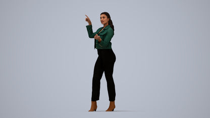 3D scanned woman standing business, photorealistic archviz people for Enscape and SketchUp, top-down view render