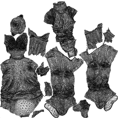 scanned 3D boy casual kids, photogrammetry people for Enscape and V-Ray, wireframe top-down view
