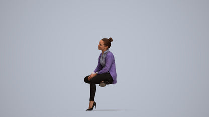 realistic 3D people woman business sitting, render-ready for V-Ray and Corona, FBX OBJ, top-down view render