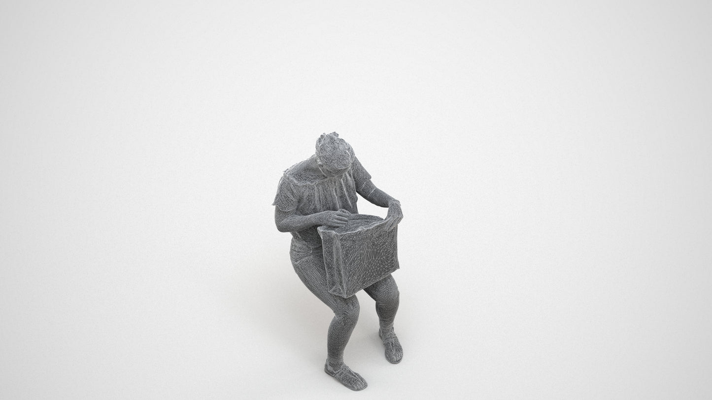 realistic 3D people woman business shopping, render-ready for V-Ray and Corona, FBX OBJ, wireframe three-quarter view