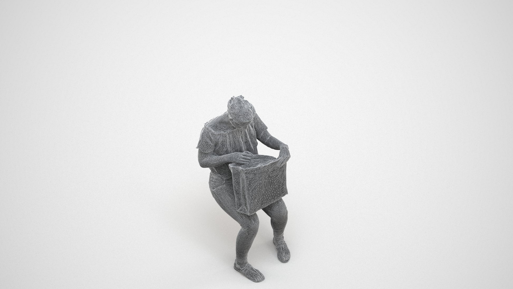 realistic 3D people woman business shopping, render-ready for V-Ray and Corona, FBX OBJ, wireframe three-quarter view