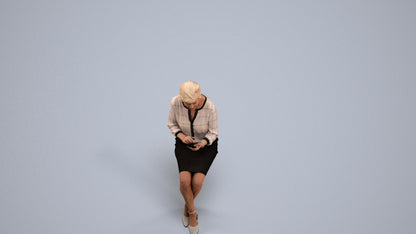 scanned 3D senior woman business sitting, photogrammetry people for Enscape and V-Ray, back view render