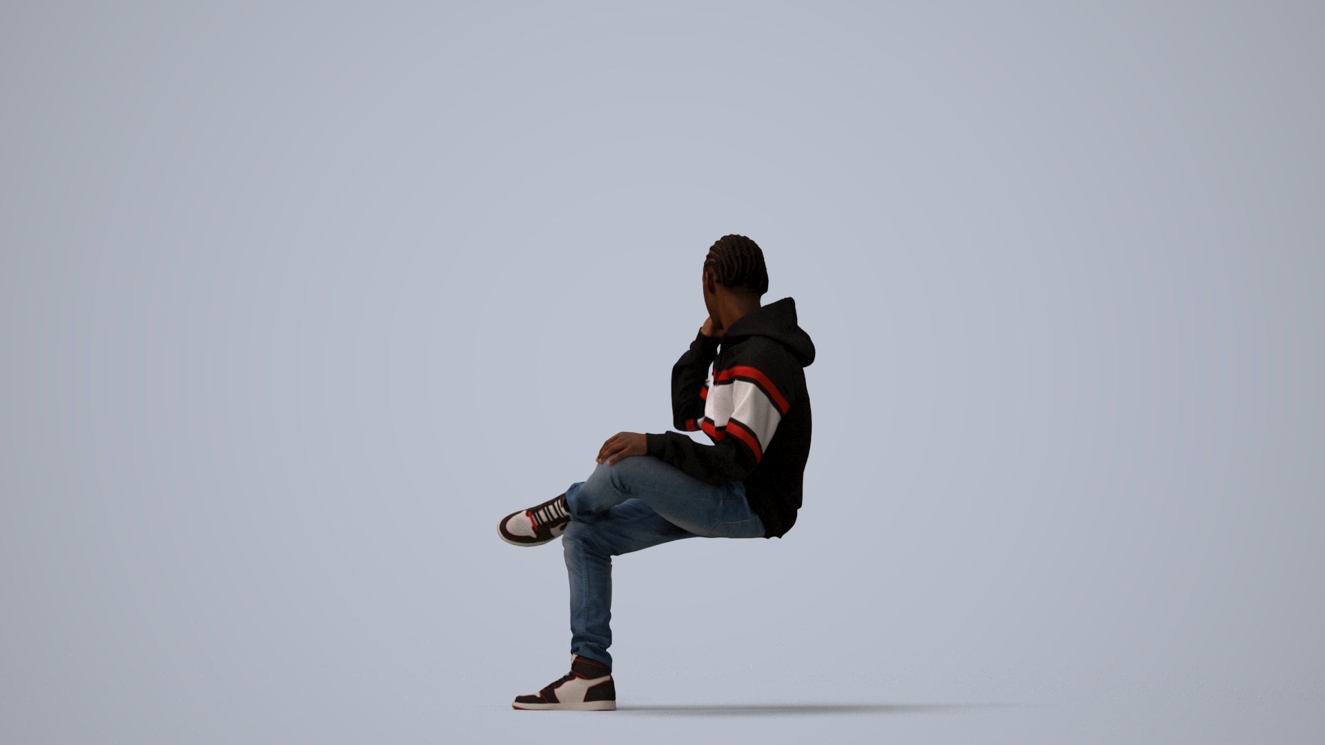 3D scanned boy kids casual, photorealistic archviz people for Enscape and SketchUp, three-quarter view render