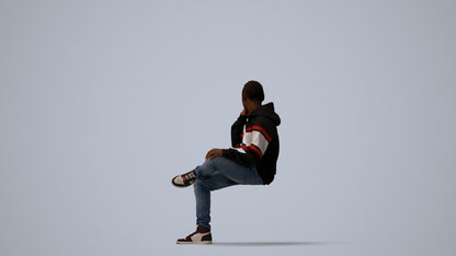3D scanned boy kids casual, photorealistic archviz people for Enscape and SketchUp, three-quarter view render