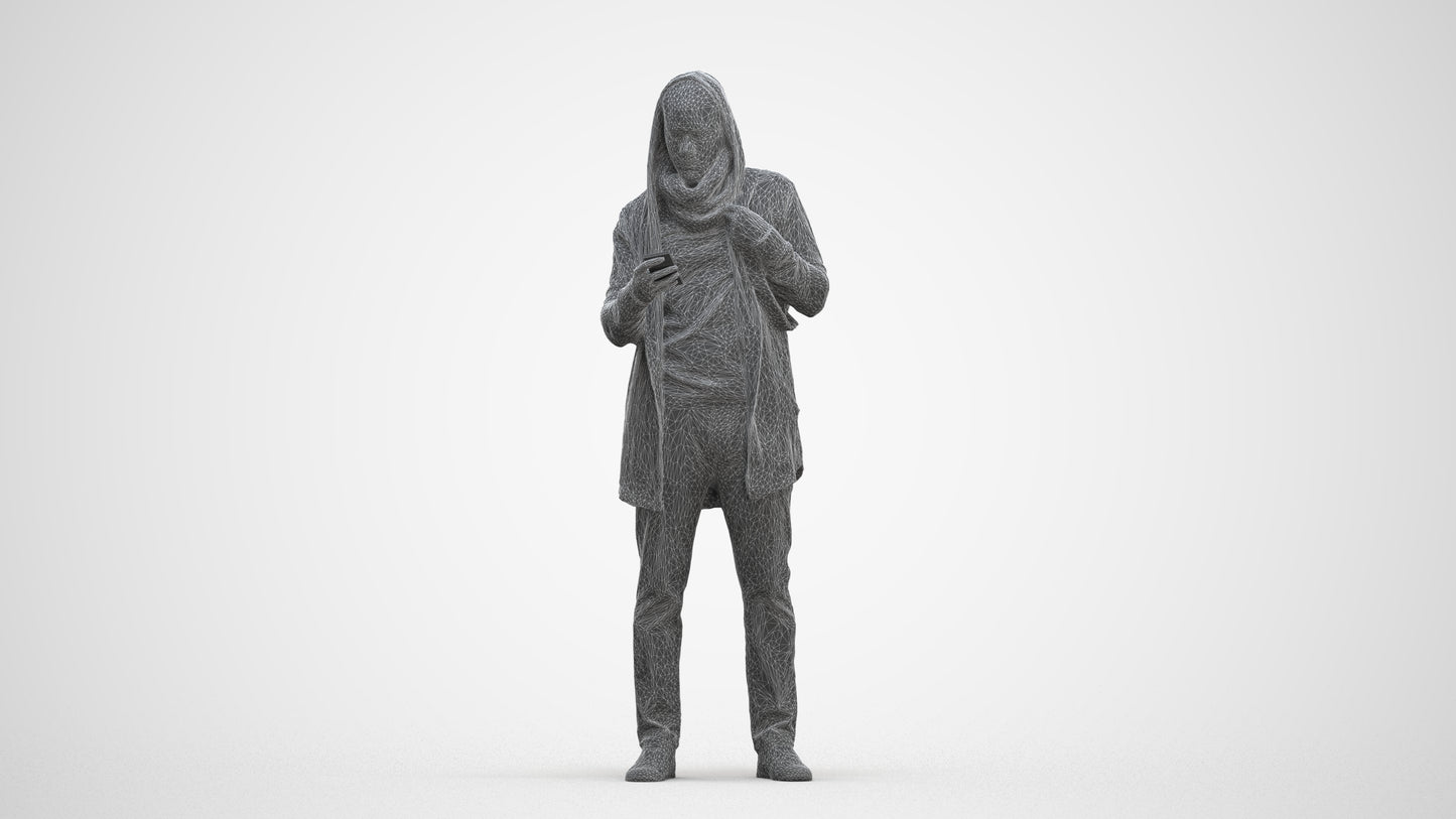 realistic 3D man casual standing, scanned archviz people for Blender and 3ds Max, three-quarter front view render