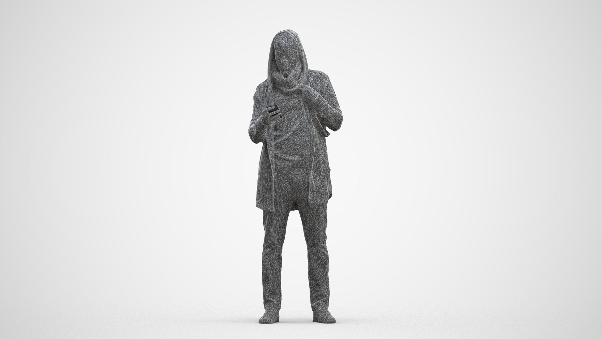 realistic 3D man casual standing, scanned archviz people for Blender and 3ds Max, three-quarter front view render