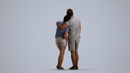 realistic 3D woman casual couple, scanned archviz people for Blender and 3ds Max, front view render