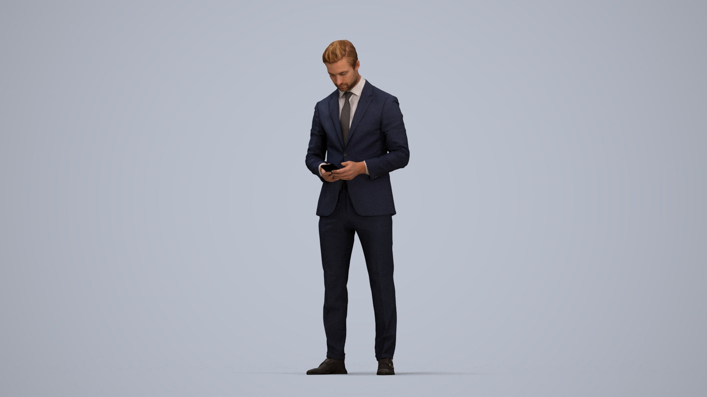 scanned 3D man business, photogrammetry people for Enscape and V-Ray, top-down view render