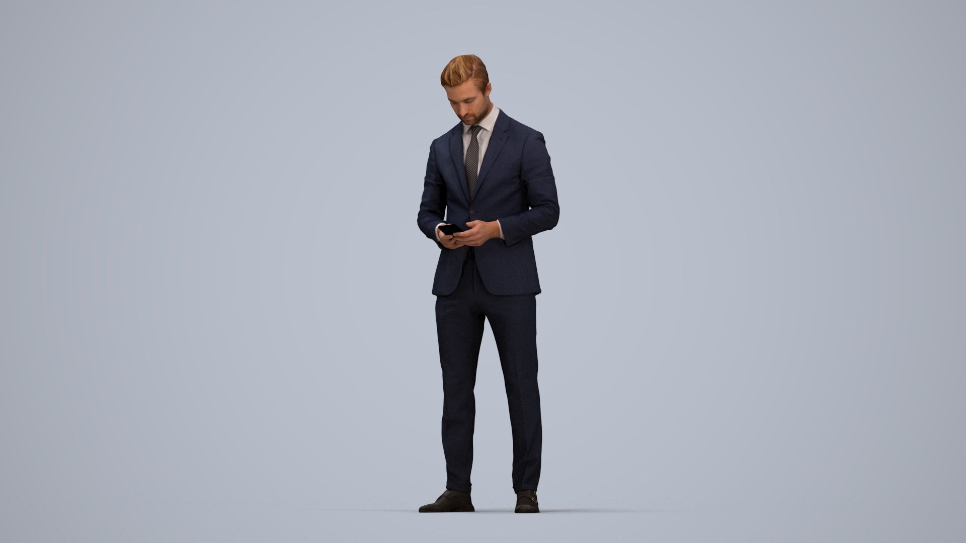 scanned 3D man business, photogrammetry people for Enscape and V-Ray, top-down view render