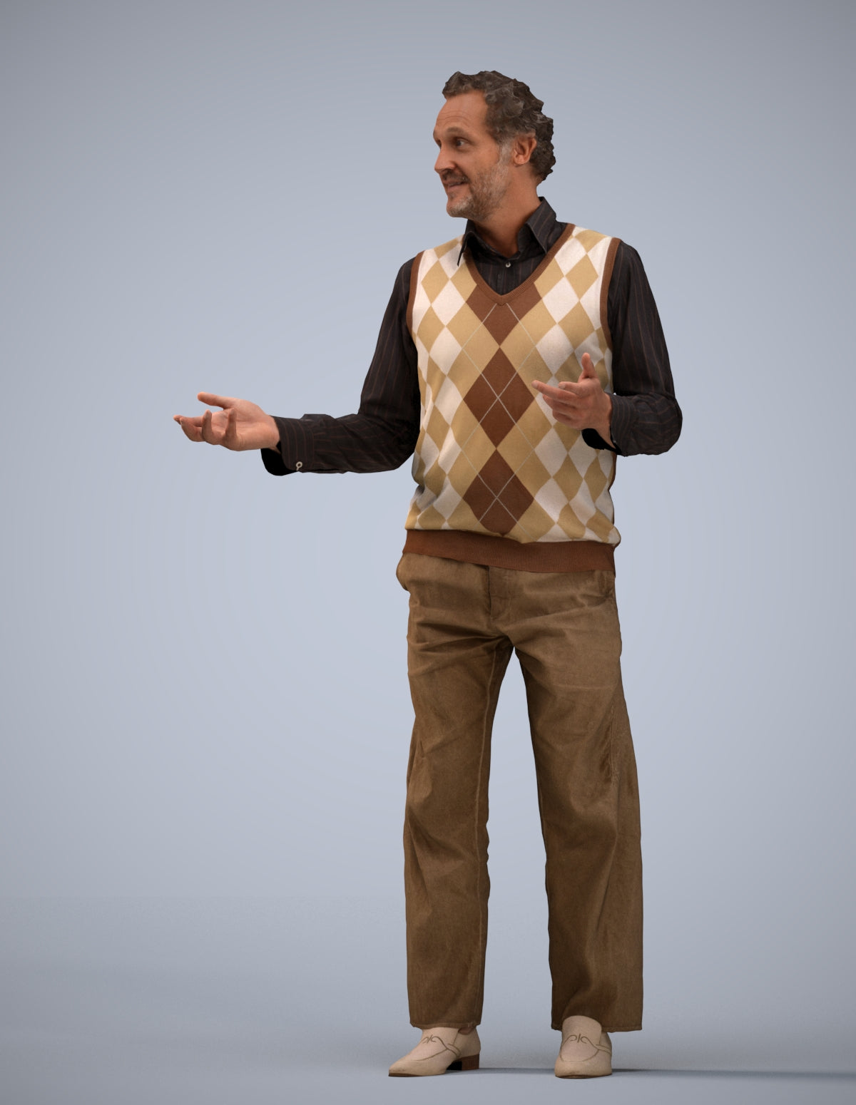 realistic 3D human man business standing, archviz people FBX OBJ for Blender