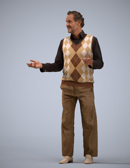realistic 3D human man business standing, archviz people FBX OBJ for Blender