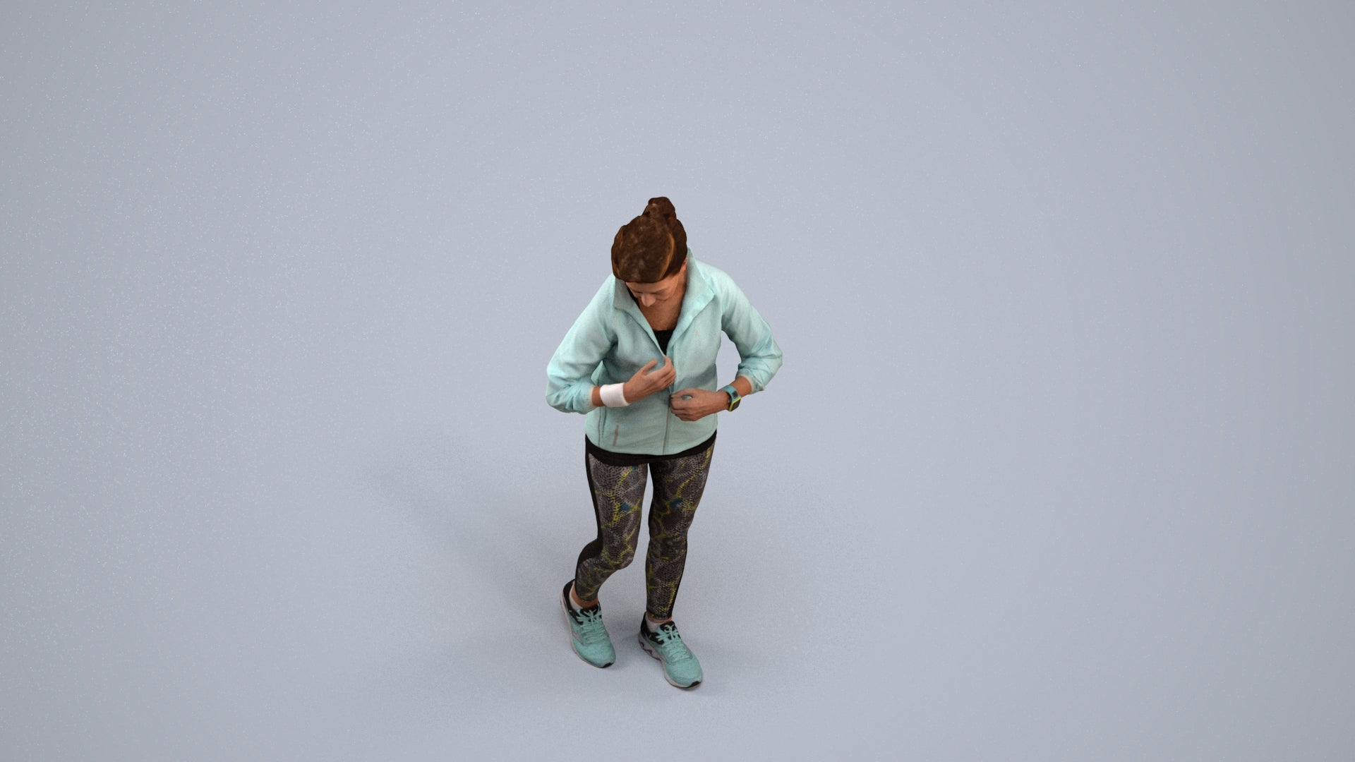 3D people model woman sport, scanned human for 3ds Max rendering, back view render