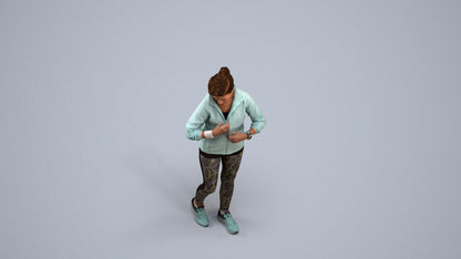 3D people model woman sport, scanned human for 3ds Max rendering, back view render