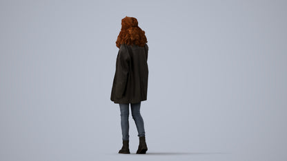 scanned 3D woman casual walking, photogrammetry people for Enscape and V-Ray, three-quarter view render