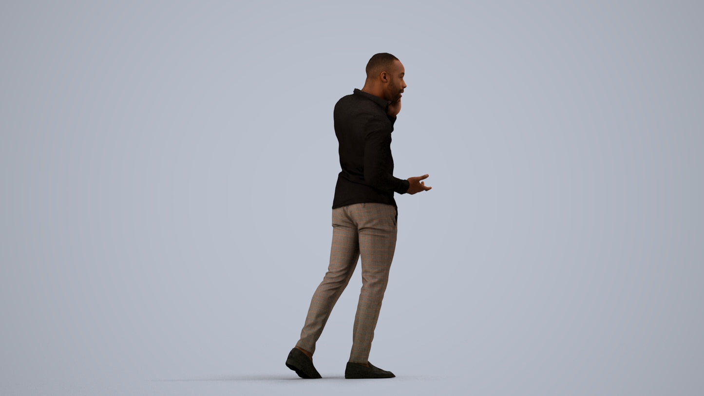 realistic 3D people man business walking, render-ready for V-Ray and Corona, FBX OBJ, side view render
