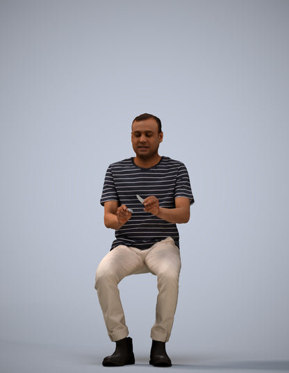 realistic 3D people man casual sitting, render-ready for V-Ray and Corona, FBX OBJ