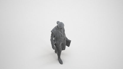 scanned 3D woman business walking, photogrammetry people for Enscape and V-Ray, wireframe three-quarter view