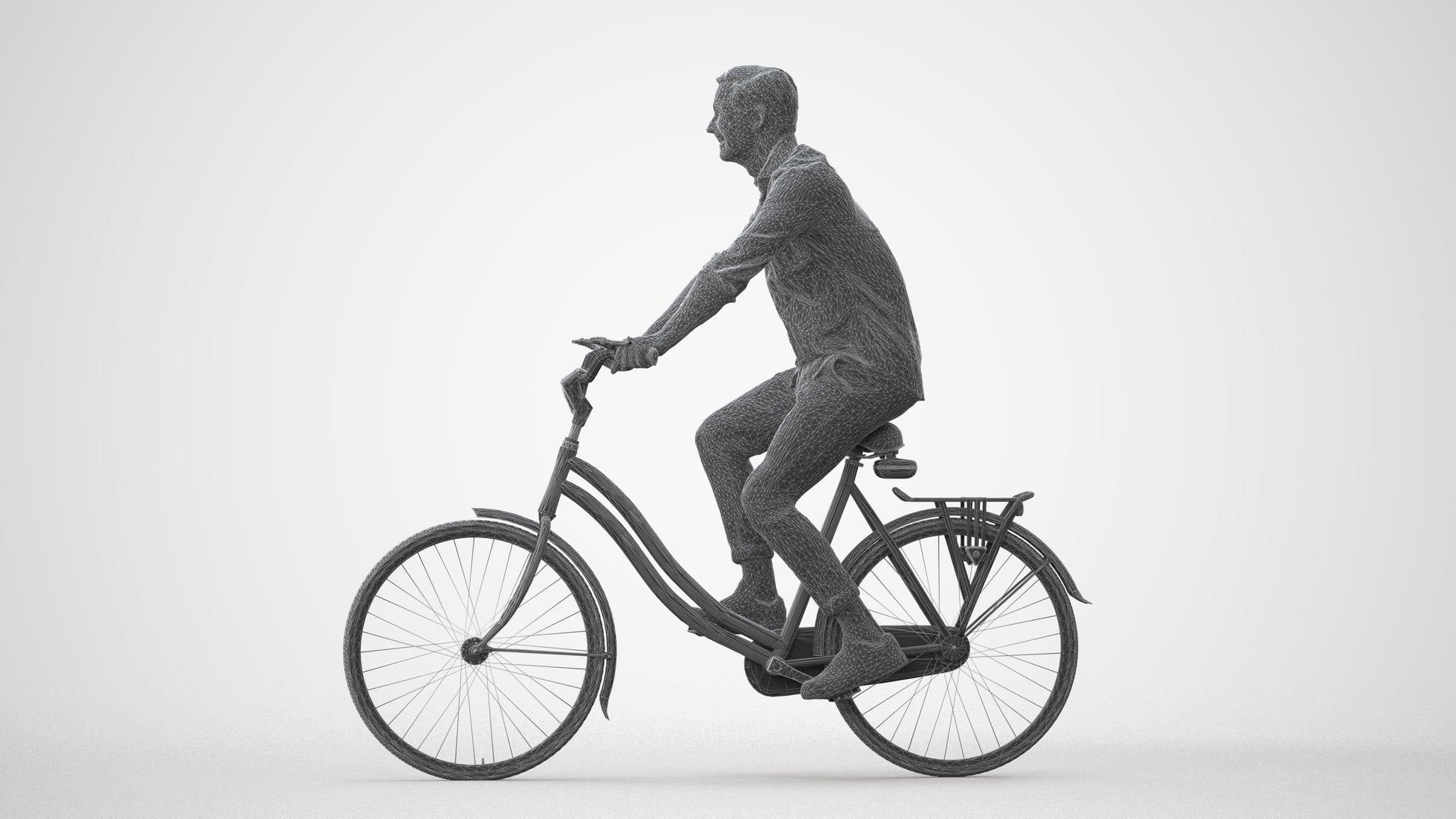 realistic 3D man casual cycling, scanned archviz people for Blender and 3ds Max, square thumbnail