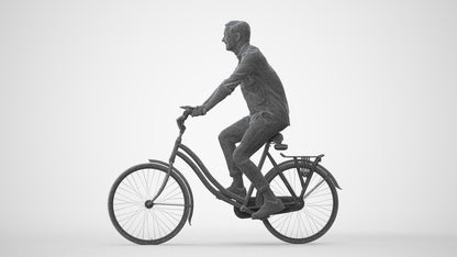 realistic 3D man casual cycling, scanned archviz people for Blender and 3ds Max, square thumbnail
