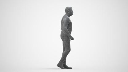 realistic 3D human man casual walking, archviz people FBX OBJ for Blender, wireframe side view