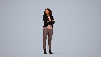 scanned 3D woman business standing, photogrammetry people for Enscape and V-Ray, top-down view render