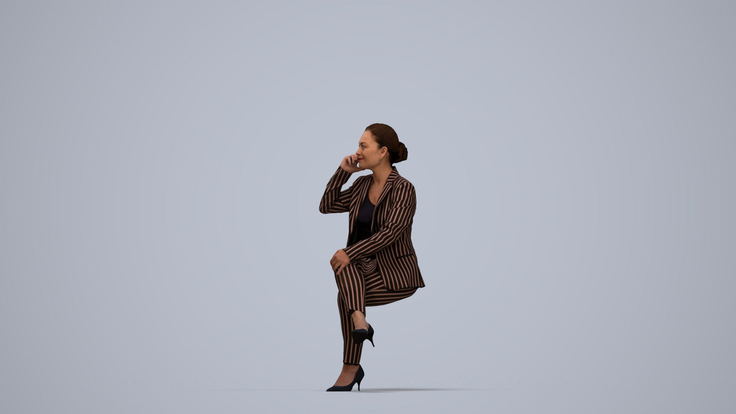photogrammetry 3D woman business, realistic human model archviz FBX, top-down view render