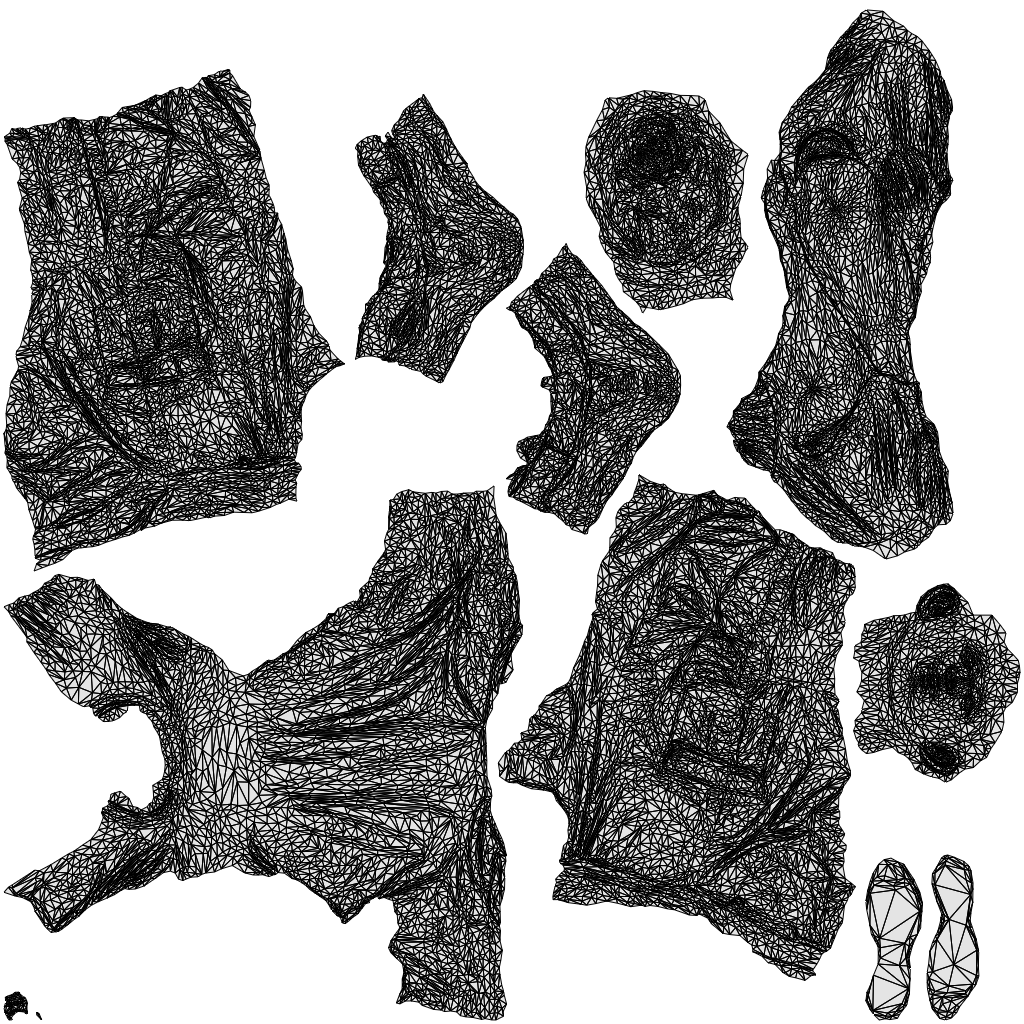 realistic 3D man casual standing, scanned archviz people for Blender and 3ds Max, wireframe top-down view