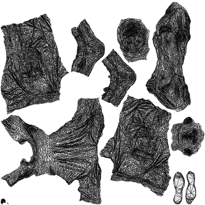 realistic 3D man casual standing, scanned archviz people for Blender and 3ds Max, wireframe top-down view