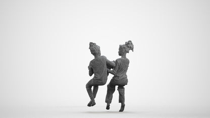 realistic 3D people girl kids, render-ready for V-Ray and Corona, FBX OBJ, wireframe front view