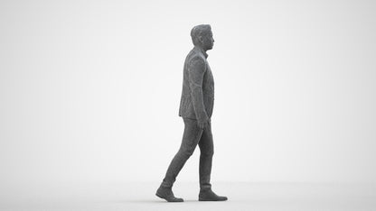 photogrammetry 3D man business, realistic human model archviz FBX, wireframe side view