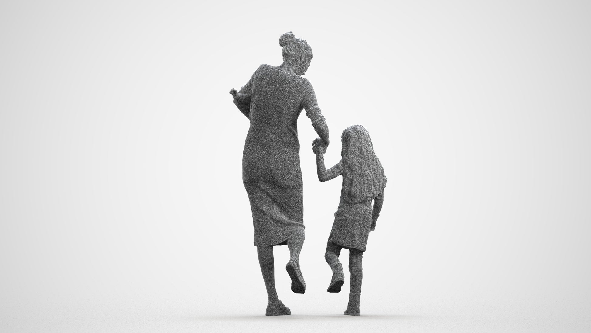 realistic 3D people girl casual kids, render-ready for V-Ray and Corona, FBX OBJ, wireframe front view