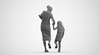 realistic 3D people girl casual kids, render-ready for V-Ray and Corona, FBX OBJ, wireframe front view