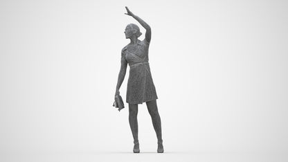 3D scanned woman standing business, photorealistic archviz people for Enscape and SketchUp, wireframe back view
