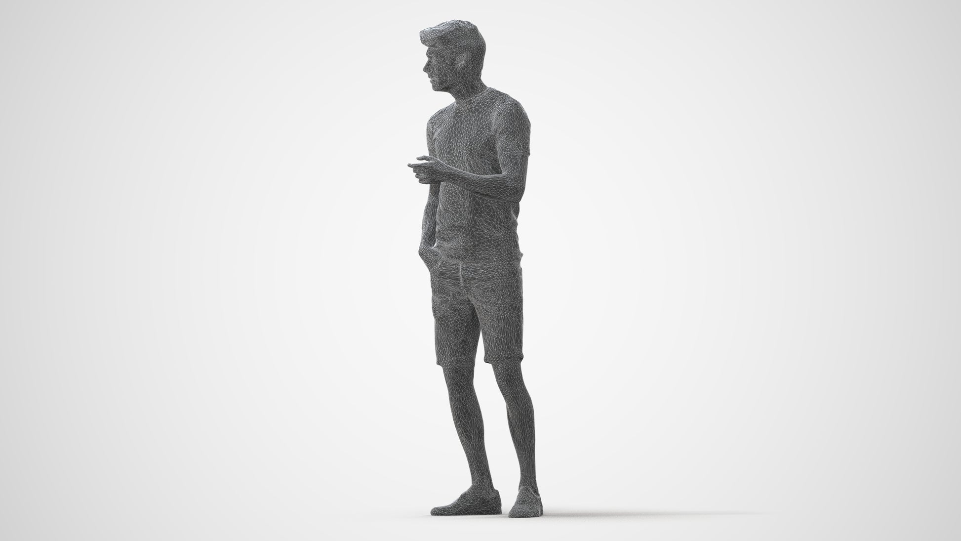 realistic 3D man casual standing, scanned archviz people for Blender and 3ds Max, square thumbnail