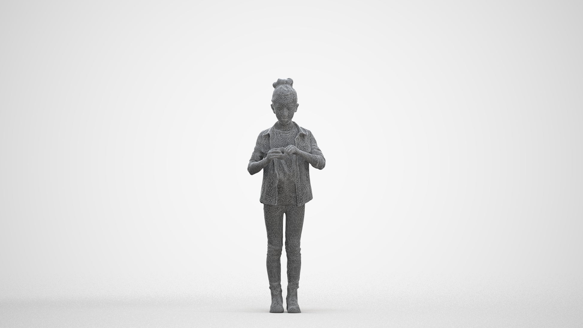 photogrammetry 3D girl casual kids, realistic human model archviz FBX, three-quarter front view render