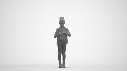 photogrammetry 3D girl casual kids, realistic human model archviz FBX, three-quarter front view render