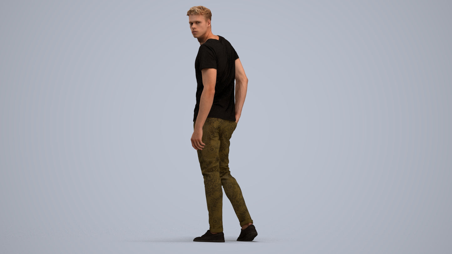 3D scanned man mix casual, photorealistic archviz people for Enscape and SketchUp, standing pose render