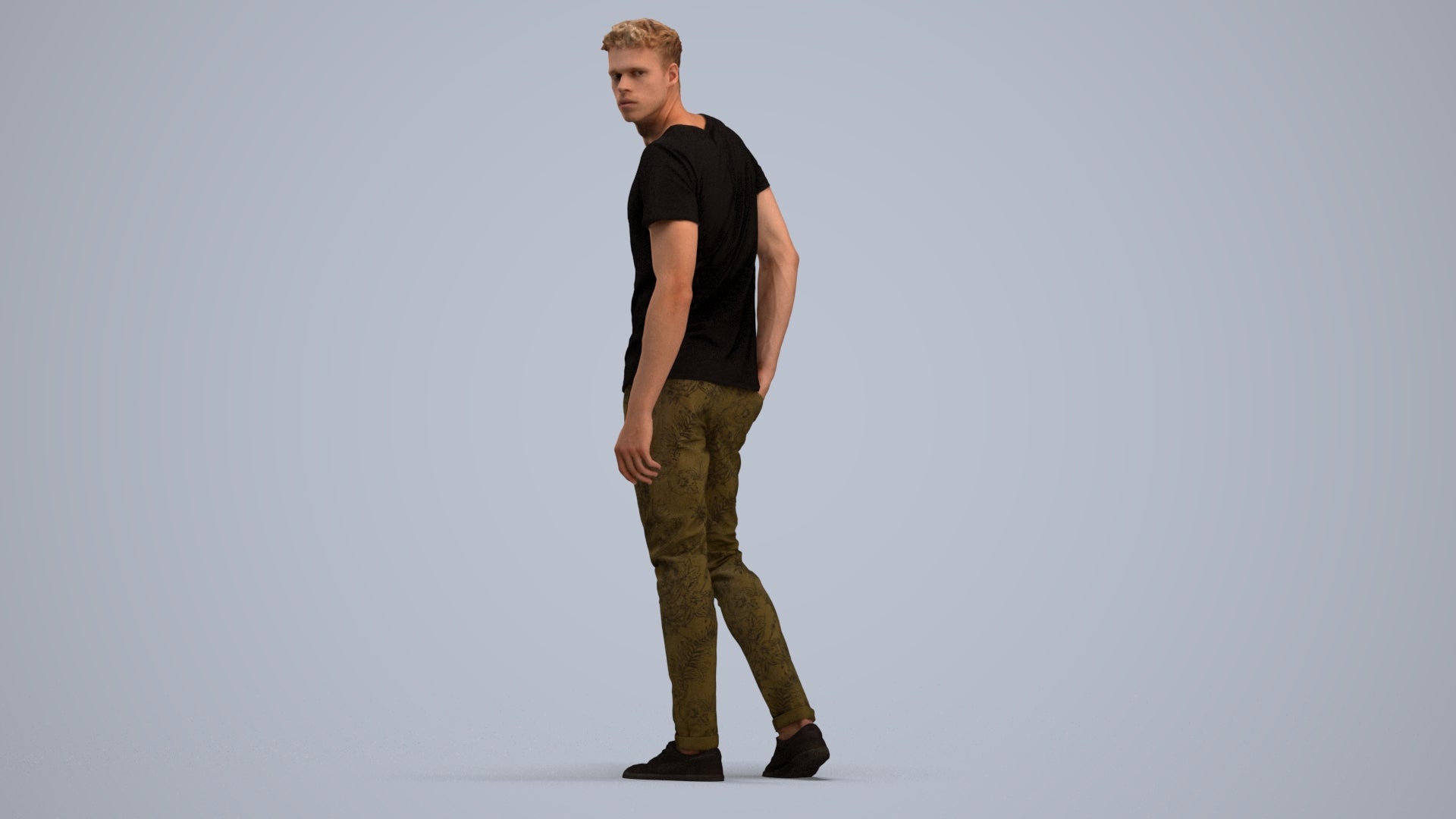 3D scanned man mix casual, photorealistic archviz people for Enscape and SketchUp, standing pose render