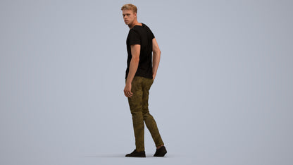 3D scanned man mix casual, photorealistic archviz people for Enscape and SketchUp, standing pose render