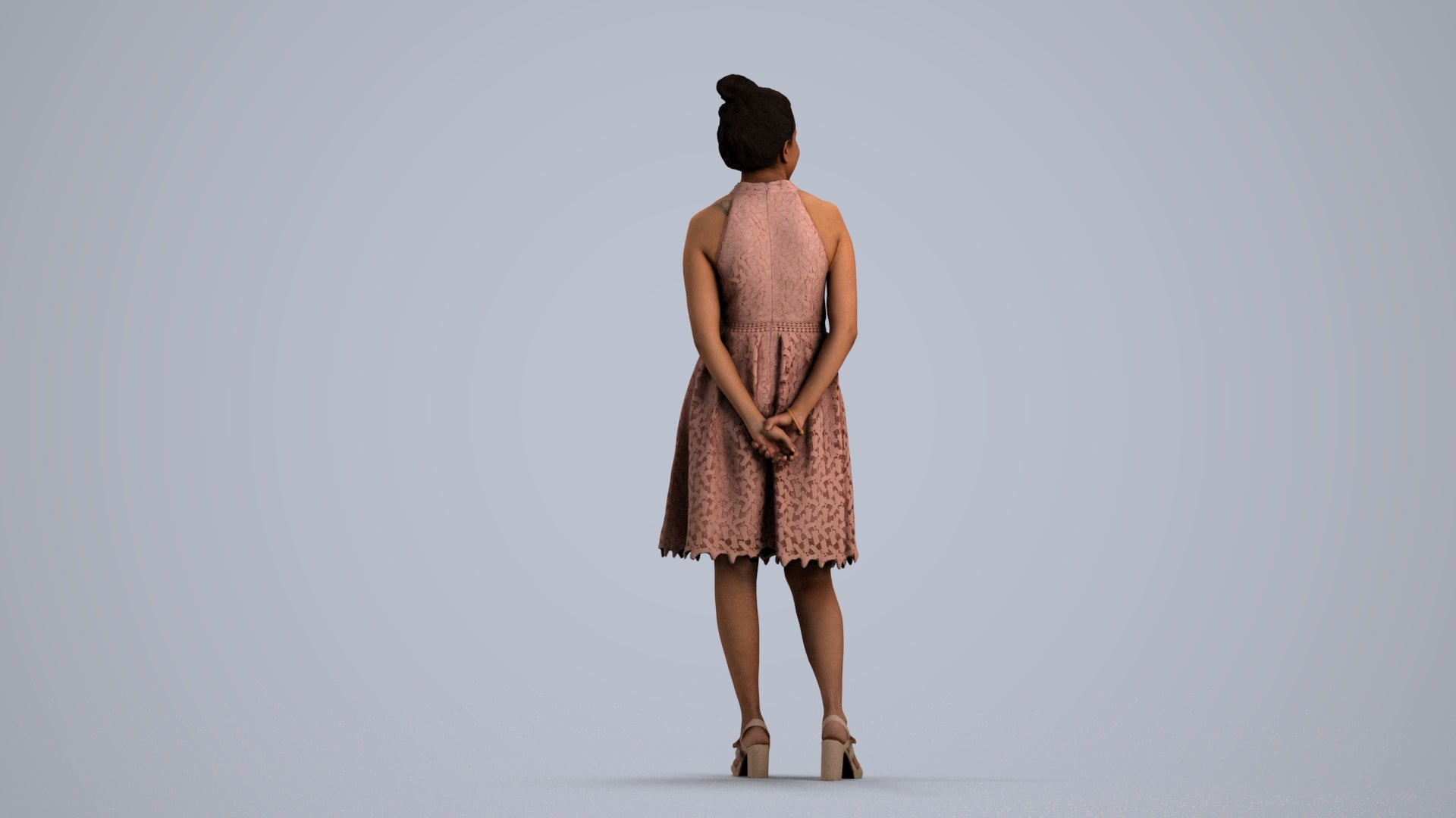 realistic 3D people woman formal standing, render-ready for V-Ray and Corona, FBX OBJ, front view render