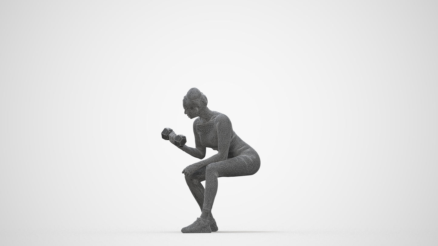 realistic 3D human woman sport, archviz people FBX OBJ for Blender, wireframe back view