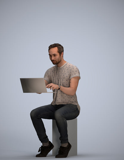 3D human model man casual business, photogrammetry scanned person for archviz