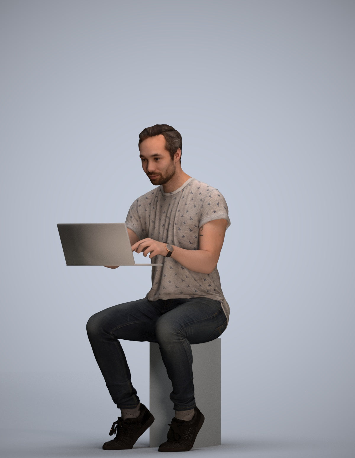 3D human model man casual business, photogrammetry scanned person for archviz