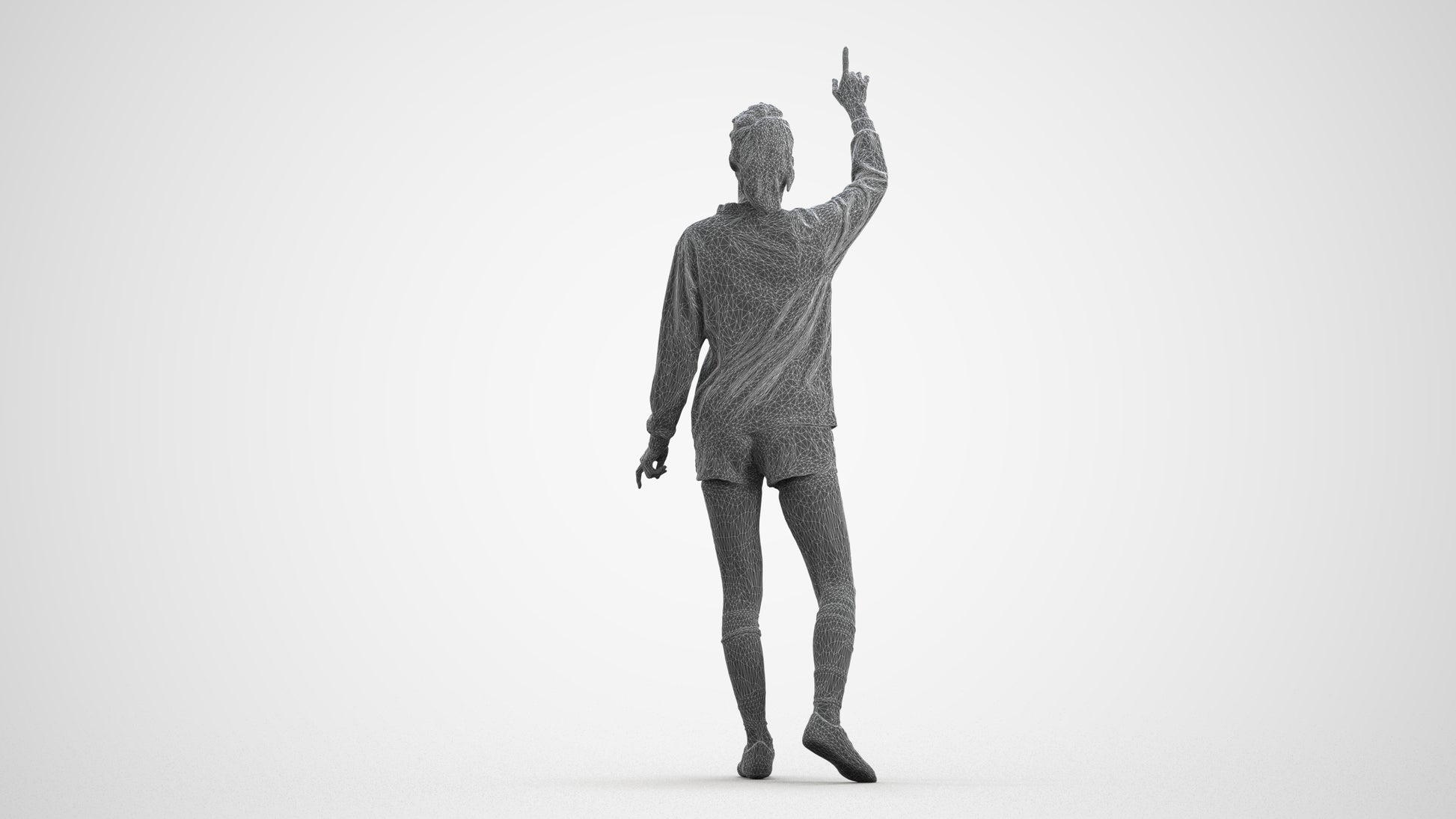 realistic 3D human woman sport, archviz people FBX OBJ for Blender, wireframe front view