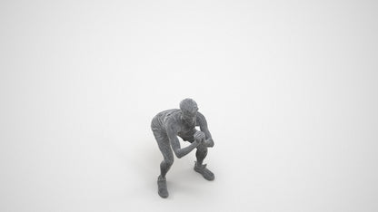 photogrammetry 3D man sport, realistic human model archviz FBX, wireframe three-quarter view