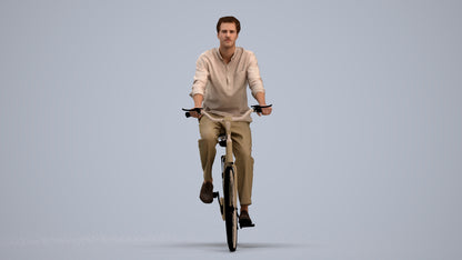 3D scanned man cycling casual, photorealistic archviz people for Enscape and SketchUp, standing pose render