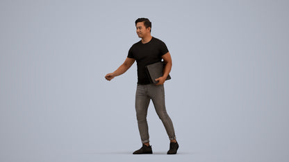realistic 3D people man casual door, render-ready for V-Ray and Corona, FBX OBJ, standing pose render