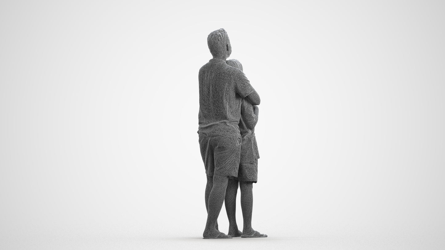 3D people model boy standing, scanned human for 3ds Max rendering, wireframe front view