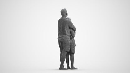 3D people model boy standing, scanned human for 3ds Max rendering, wireframe front view