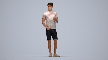 realistic 3D man casual standing, scanned archviz people for Blender and 3ds Max, top-down view render